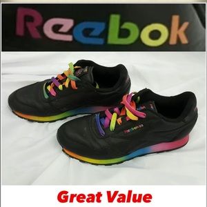 VTG Reebok Classic Black Rainbow